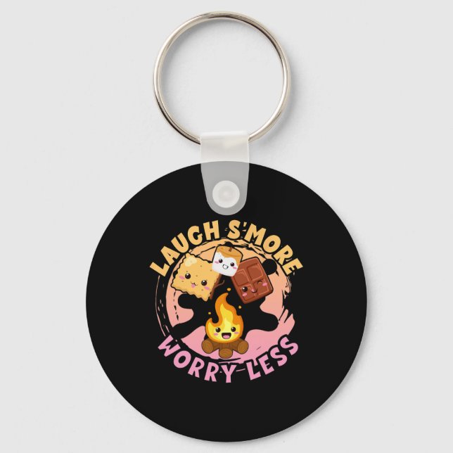 Laugh S'more Worry Less Weekend Clamping Children  Keychain (Front)