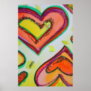 Laugh Two Hearts Painting Art Poster Print