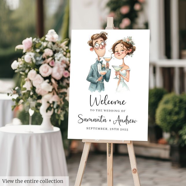 Laughable Quirky Wedding Couple Poster Watercolor (Laughable Quirky Wedding Couple Poster Watercolor)