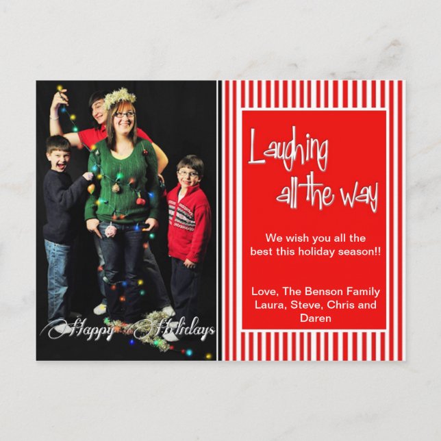 Laughing all the way Christmas PhotoCard Holiday Postcard (Front)