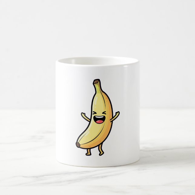 Laughing Banana – Cute Kawaii Illustration Coffee Mug (Center)