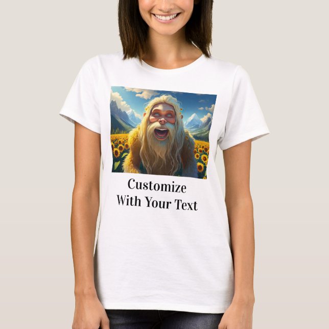 Laughing Bigfoot Sunflowers T-Shirt (Front)