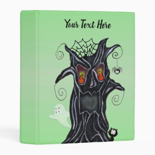 Laughing Black Tree Spider Ghost Cat Green Mini Binder