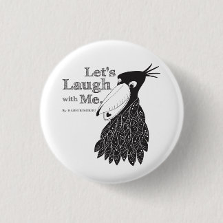 Laughing Black White Stork Button