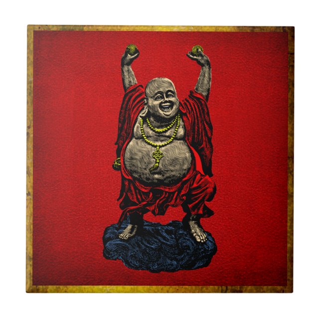 Laughing Buddha (4 color) Ceramic Tile (Front)