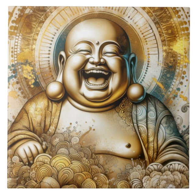 Laughing Buddha Ceramic Tile (Front)