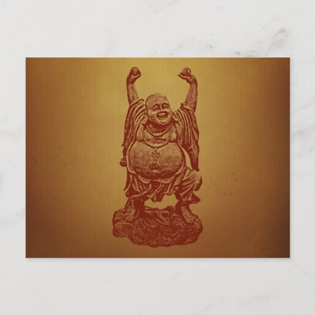 Laughing Buddha (dark red) Postcard (Front)