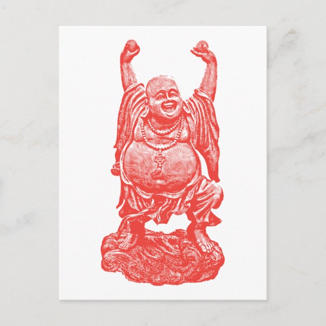 Laughing Buddha (red) Postcard (Front)