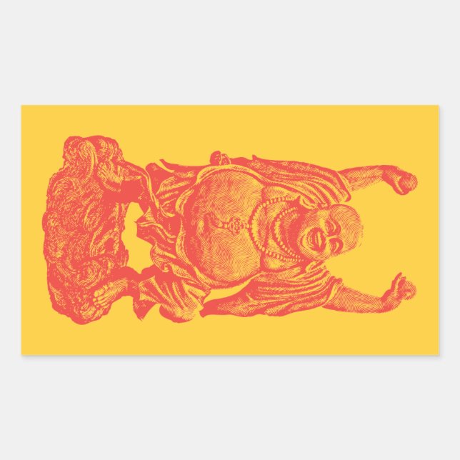 Laughing Buddha (red) Rectangular Sticker (Front)