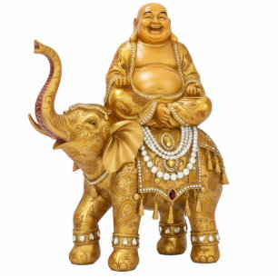 Laughing Buddha Riding Elephant 2D statue