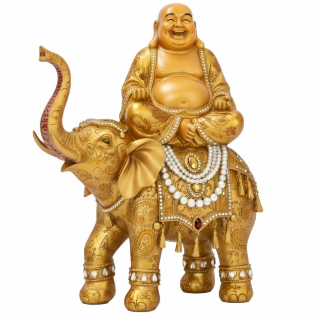 Laughing Buddha Riding Elephant 2D statue (Front)