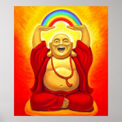 Laughing Buddha Spiritual Art Poster