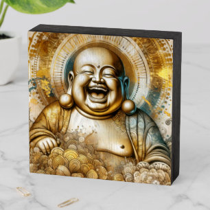 Laughing Buddha Wooden Box Sign