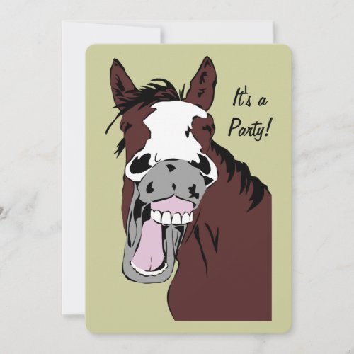 Laughing Cartoon Horse Birthday Custom Invite