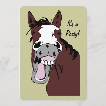 Laughing Cartoon Horse Birthday Custom Invite by countrymousestudio at Zazzle