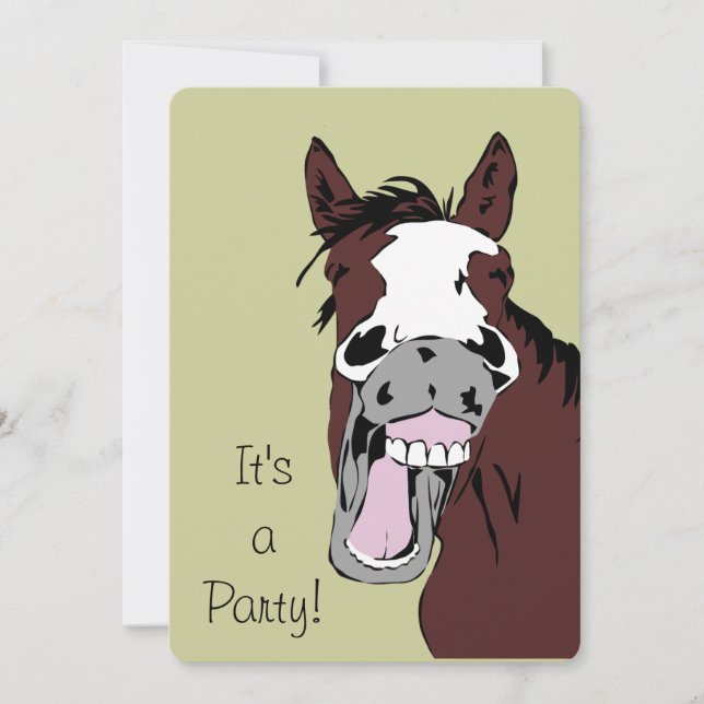 Laughing Cartoon Horse Birthday Custom Invite (Front)
