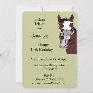 Laughing Cartoon Horse Birthday Custom Invite