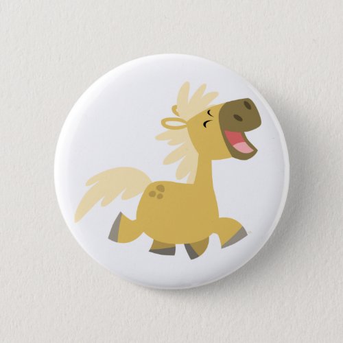 Laughing Cartoon Pony button badge