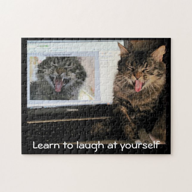 Laughing Cat Laughs at Himself Jigsaw Puzzle (Horizontal)