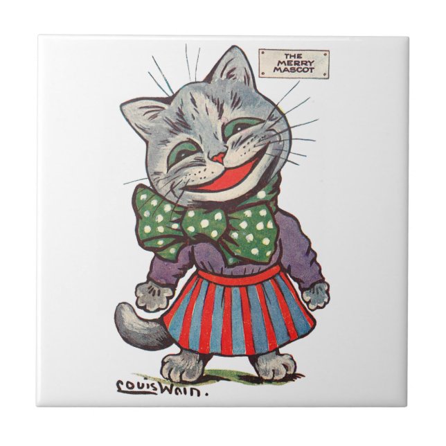 Laughing Cat, Louis Wain Ceramic Tile (Front)