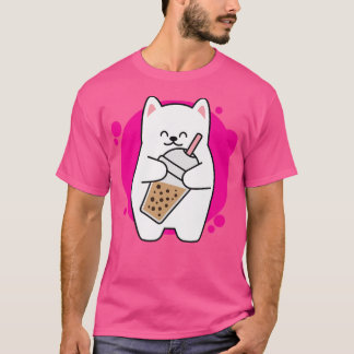 Laughing Cat Neko Kawaii Boba Tea In Anime Style 1 T-Shirt