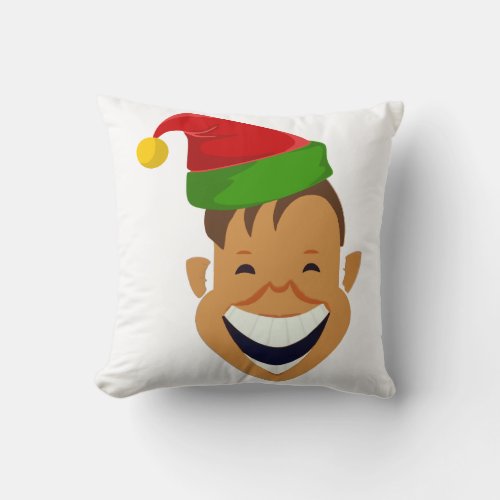Laughing Christmas Elf Throw Pillow