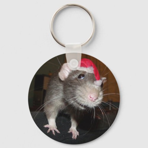 Laughing Christmas rat keychain