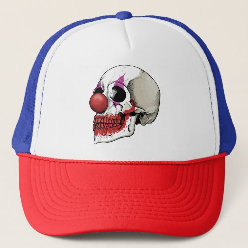 Laughing Clown Skull _ Fate Until Death Trucker Hat