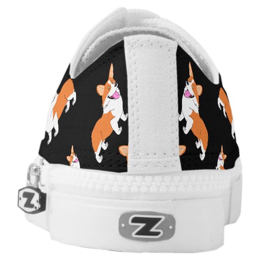Laughing Corgi Cartoon Low-Top Sneakers (Left Shoe Back)