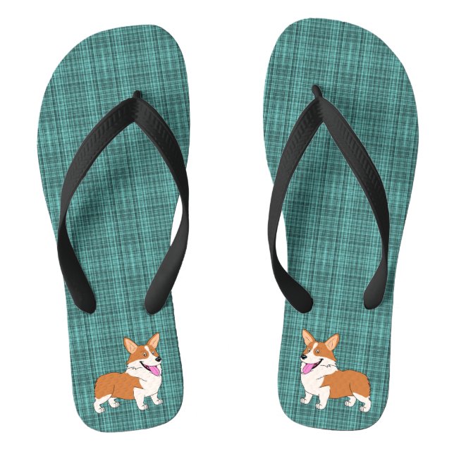 Laughing Corgis Flip Flops (Footbed)