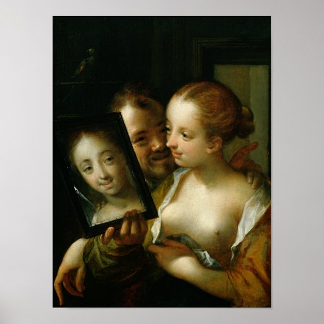 Laughing Couple with a mirror, 1596 Poster (Front)