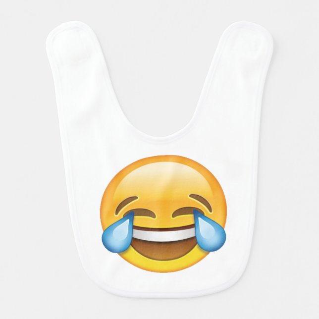 Laughing Crying Tears of Joy emoji Baby Bib (Front)