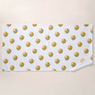 Laughing Crying Tears of Joy emoji Beach Towel