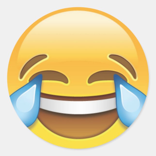 Laughing Crying Tears of Joy emoji Classic Round Sticker (Front)