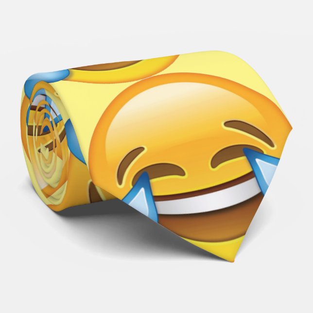 Laughing Crying Tears of Joy emoji Neck Tie (Rolled)