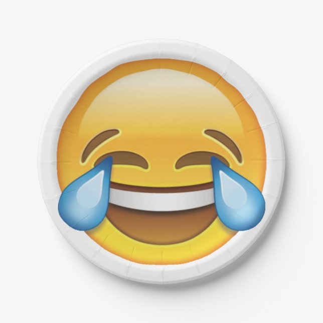 Laughing Crying Tears of Joy emoji Paper Plates (Front)