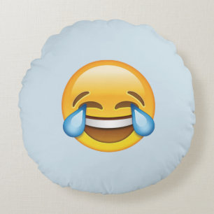 Laughing Crying Tears of Joy emoji Round Pillow