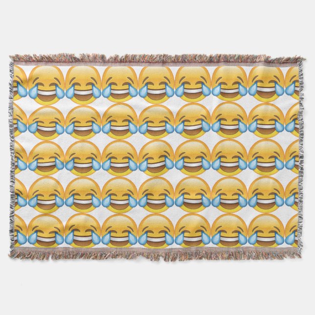Laughing Crying Tears of Joy emoji Throw Blanket (Front)