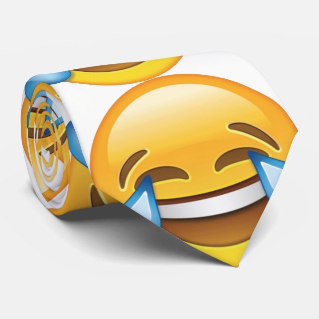 Laughing Crying Tears of Joy emoji Tie (Rolled)