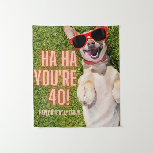Laughing Dog 40th Birthday BIG Tapestry