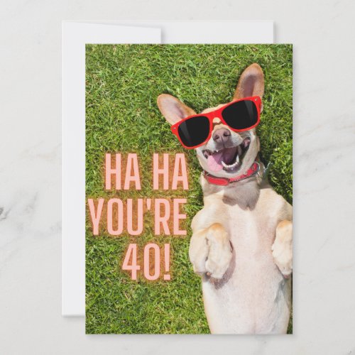 Laughing Dog 40th Birthday Card