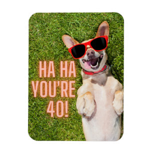 Laughing Dog 40th Birthday Magnet