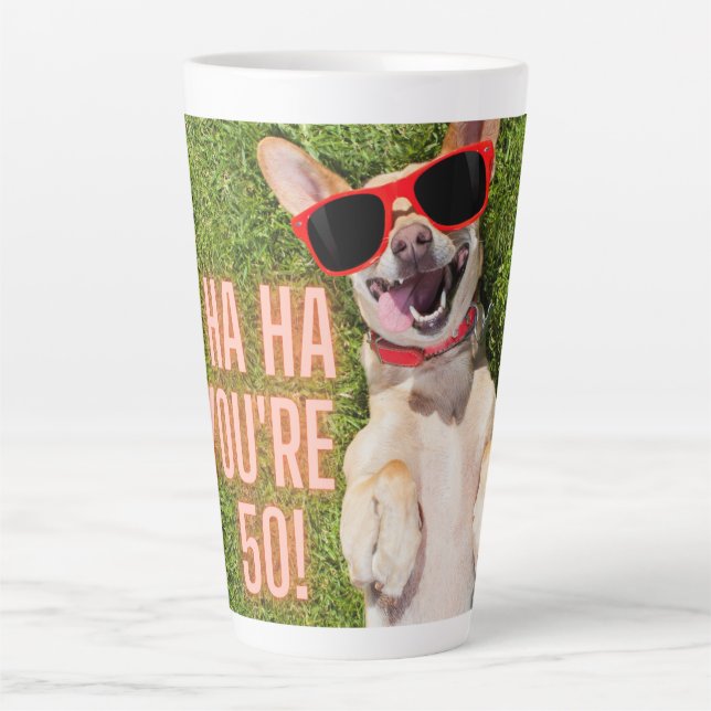 Laughing Dog 50th Birthday   Latte Mug (Front)