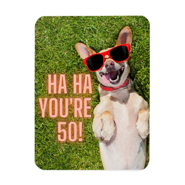 Laughing Dog 50th Birthday Magnet (Vertical)