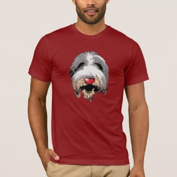 Laughing Dog Red Nose Christmas T-shirt by PawsForaMoment at Zazzle