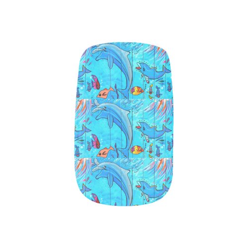 laughing dolphin blue minx nail art