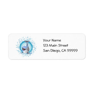 Laughing Dolphin in Splash Circle Label