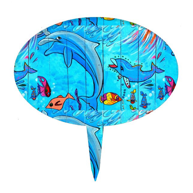 laughing dolphins cake picks (Front)