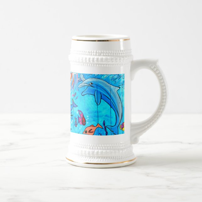 laughing dolphins tropical fish stein (Right)