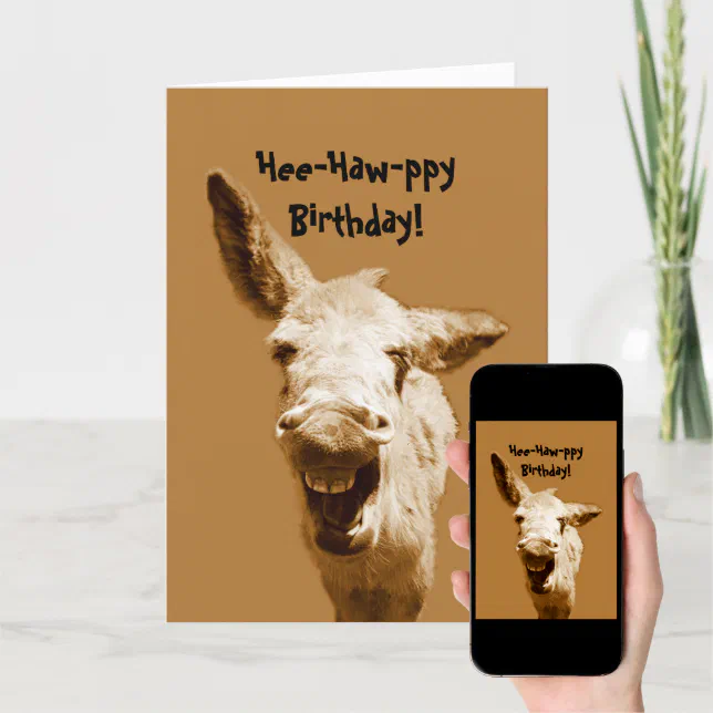 Laughing Donkey Birthday Wishes Card | Zazzle